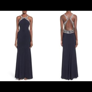 Blondie Nites “Roselyn” Embellished Open Back Gown